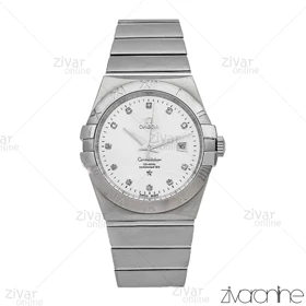 ساعت امگا کانسلیشن مردانه تمام نقره ای صفحه نگین‌دار 106084