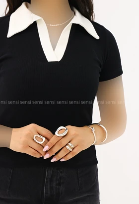 پلوشرت زنانه کبریتی کشی یقه سفید کد1006510
