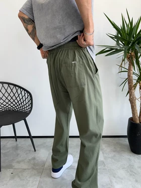 شلوار لینن نیم بگ ZARA رنگ سبز