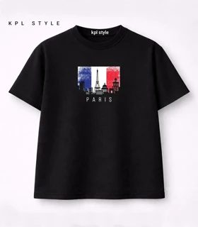 تیشرت باکسی یونیسکس طرح Paris کد 1266