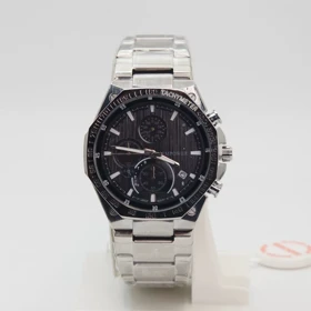 ساعت مچی مردانه امپاور Empower سه موتور فعال کرنوگراف تمام استیل (بند نقره ای صفحه مشکی 2)