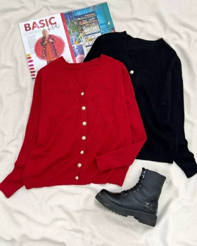 ژاکت بافت جلو دکمه گپ کد 5509