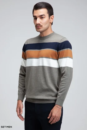 بافت یقه گرد سه خط