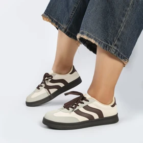 کفش و کتانی ونس راحتی زنانه و دخترانه رنگ کرم قهوه ای کد M756