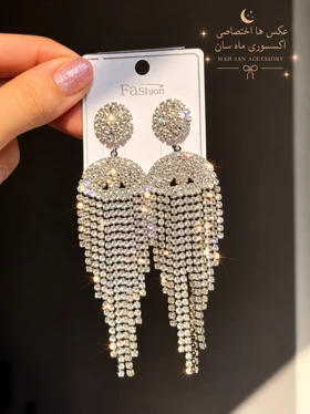 گوشواره جواهری عروس نگین‌دار کد JW0031