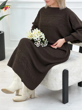 ژاکت دامن بافت زنانه برگین شکلاتی