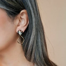 کالکشن گوشواره میناکاری انامل و فانتزی شیک خاص و رنگ ثابت (لوزی طلایی)