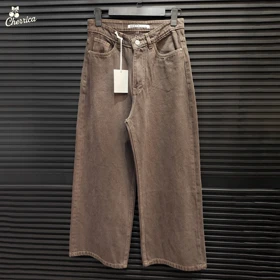 شلوار جین زنانه بگ قهوه ای کد 17