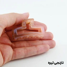 کلیپس دخترانه مدل مستطیلی کوچک دو رنگ (نارنجی تیره)