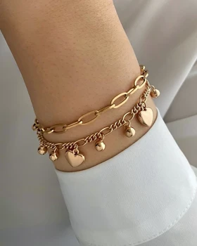 دستبند آویزدار قلب و گوی ژوپینگ