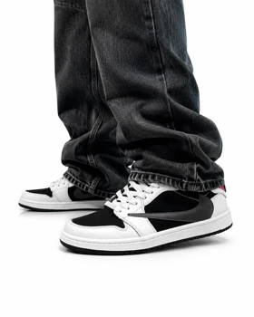 کفش کتانی مردانه مدل نایکی ترویس سفید مشکی نایک طوسی Nike travis