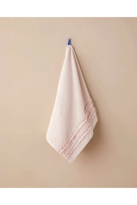 حوله صورت English Home مدل Soft Ruffle پنبه‌ای - صورتی پودری