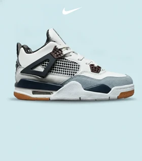 کتانی ساق‌دار بزرگ پا سفید آبی Nike air jordan 4 مدل 8450