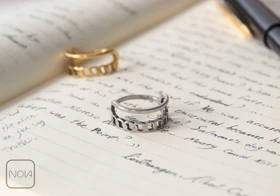 انگشتر استیل طرح و خط