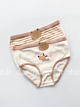 شورت اسلیپ نخ پنبه عروسکی خط‌دار طرح سگ