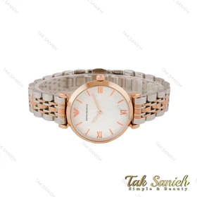 ساعت امپریو آرمانی زنانه دورنگ رزگلد صفحه سفید Armani-4799-L