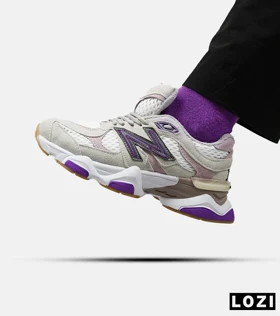 کفش کتانی مردانه و زنانه سفید شیری بنفش NEW BALANCE 9060
