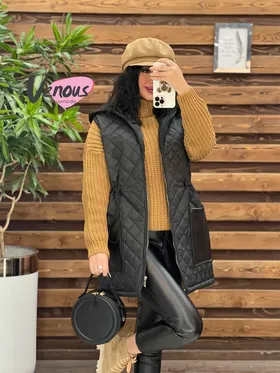 پافر ترکیبی جیب چرمی