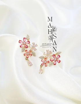 گوشواره گل سرخ رویایی طرح طلا