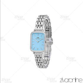 ساعت دنیل ولینگتون زنانه مستطیلی نقره ای صفحه آبی خطی 107129