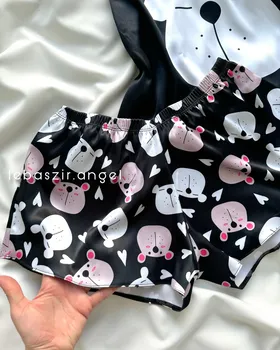 تاپ و شلوارک خرس ساتن