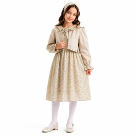 کت سارافون دخترانه طرحدار / سارافون دخترانه رنگی /پیراهن دخترانه استین بلند