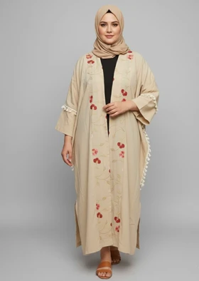 مانتو عبایی گلدوزی شده
