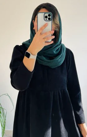 پیراهن تک‌رنگ مشکی مخمل کبریتی