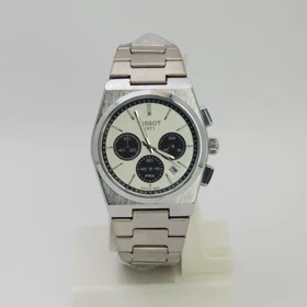 ساعت مچی مردانه تیسوت Tissot 1853 رنگ ثابت و 3موتور فعال کرنوگراف (بند نقره ای با صفحه سفید)