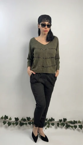 شومیز پولک دوزی سدری تیره