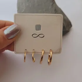 پک گوشواره حلقه‌ای کوچک طلایی