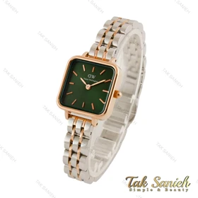ساعت دنیل ولینگتون زنانه مربعی دورنگ رزگلد صفحه سبز DW-4479-L