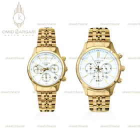 ساعت مچی سیتیزن کورنوگراف بند طلایی صفحه سفید Citizen VIP