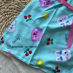 سارافون راحتی بچگانه طرح خرگوش سبزآبی L تا XXXL