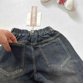 شلوار جین زغالی مدل رنگی مام استایل اورجینال