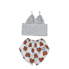 ست نیمتنه گیپور و شلوارک طرح تدی 125