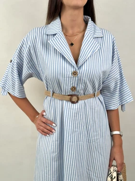 پیراهن بلند کمربند کنفی برشکا