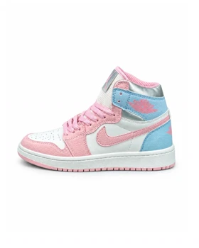 کفش کتانی زنانه مدل جردن وان ساقدار آبی سفید صورتی Nike jordan1