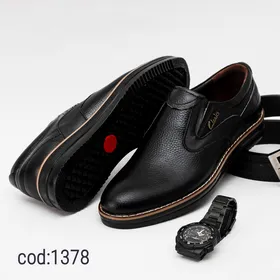کفش چرم طبیعی تبریز تمام مشکی آرم Clarks فلزی