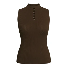 تاپ بافت زنانه مدل نگین‌دار قهوه ای