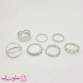 انگشتر چندتایی نقره ای 7 عددی
