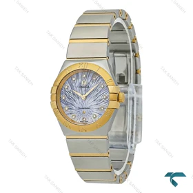 امگا کانسلیشن زنانه دورنگ طلایی صفحه طرحدار آبی Omega-7637-L