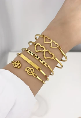 دستبند زنانه طرح طلا پلاک دار 842