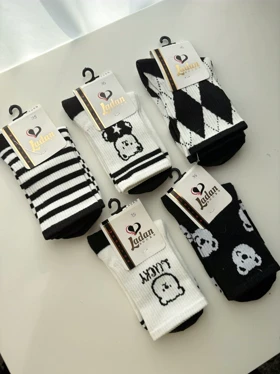 جوراب ساق بلند سفید مشکی زنانه 850