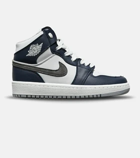 کفش کتانی مردانه و زنانه ساق‌دار سفید سرمه ای NIKE jordan 1 مدل 8284