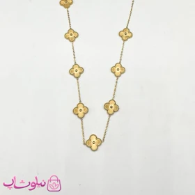 گردنبند رولباسی زنانه ونکلیف طلایی استیل 8 گل کد 3991