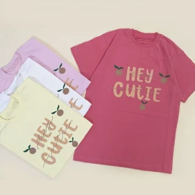تیشرت تک دخترانه HEY CUTE سایز 60 و 65