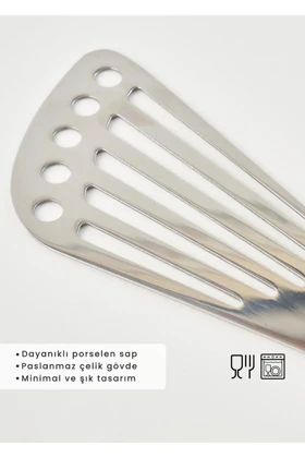 کفگیر شکاف‌دار Bella Maison مدل My Kitchen استیل - سفید