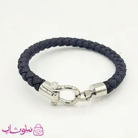 دستبند امگا برزنتی یا کنفی مشکی با قفل نقره ای