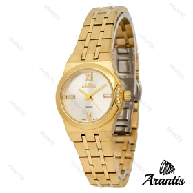 ساعت الکسا 2004z زنانه طلایی صفحه سفید اسمال w-10140